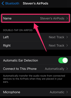 how to change name of airpods on iphone 12