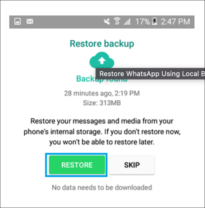 comment restaurer des messages whatsapp sans google drive