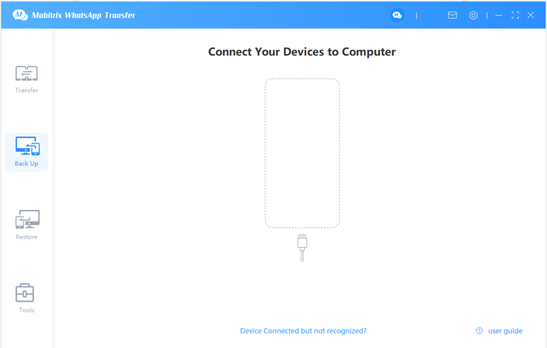 Mobitrix WhatsApp Transfer - Connect device to Computer