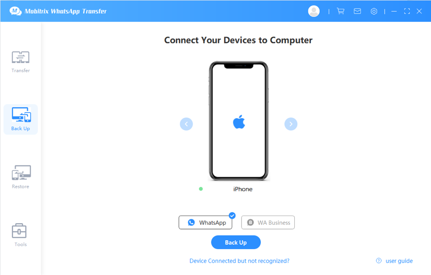 Mobitrix WhatsApp Transfer - iPhone - Connect Your Devices to Computer