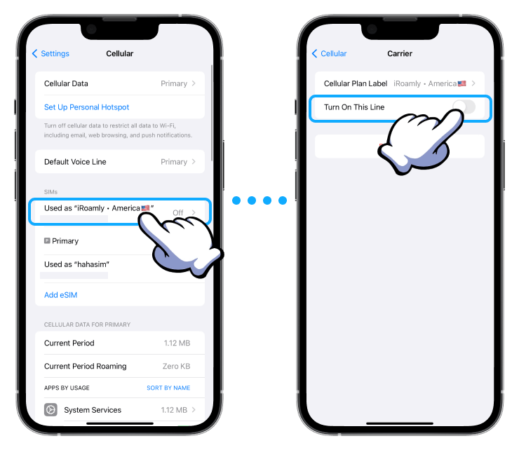 iOS Cellular Carrier Steps to Disable Turn on This Line Feature